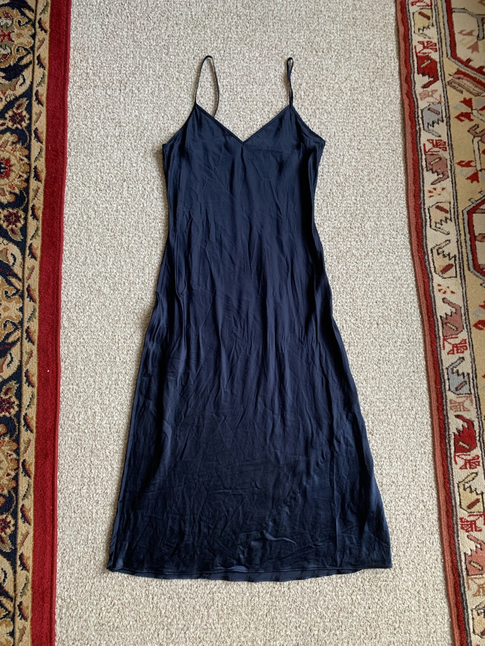 Quince Navy Silk Slip Dress